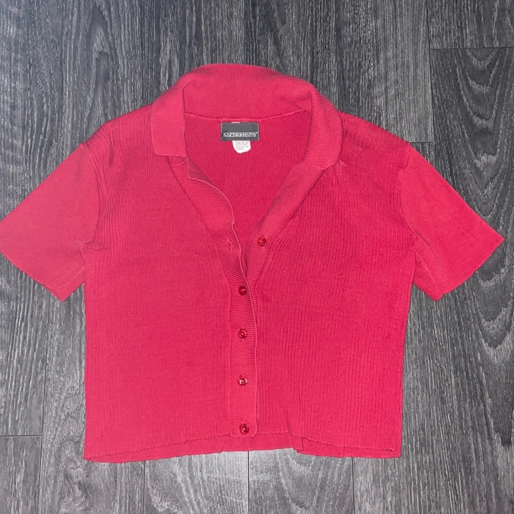 Expressions red cropped top